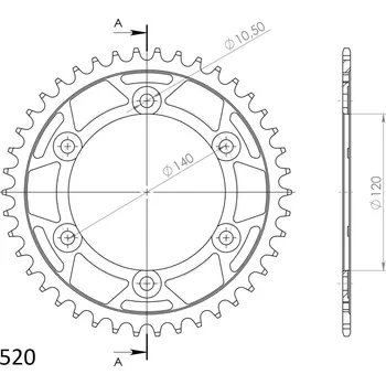 Řetězová sada pro motocykl Řetězová rozeta SUPERSPROX RFE-1490:42-BLK černý 42 zubů, 520 RFE-1490:42-BLK