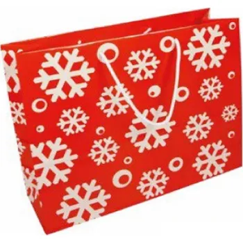 Dárková taška Papírová taška vánoční - Vločky DOPRODEJ 360x120x300 mm / lamino