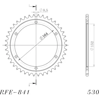 Řetězová sada pro motocykl Řetězová rozeta SUPERSPROX RFE-841:42-BLK černý 42 zubů, 530 RFE-841:42-BLK