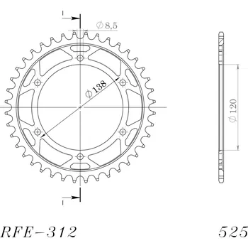 Řetězová sada pro motocykl Řetězová rozeta SUPERSPROX RFE-312:40-BLK černý 40 zubů, 525 HONDA RVF 750 1994-1997