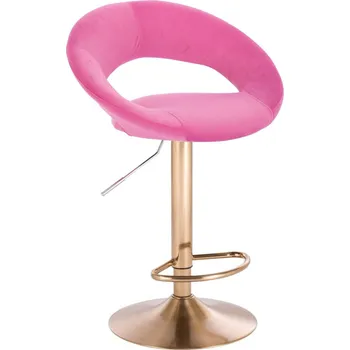 Barová židle LuxuryForm DESIGN Barová židle NAPOLI VELUR na zlatém talíři - růžová