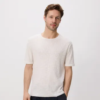 Pánský svetr Reserved - Svetr s krátkým rukávem - krémová - 4730C-01X - 4730C-01X-M