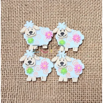 Velikonoční dekorace Ovečka filcová samolepicí (4 ks) - bílá s růžovým