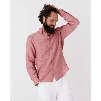 Pánská košile Magic Linen Pánská lněná košile NEVADA v barvě Cranberry Velikost: L