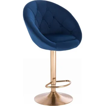 Barová židle LuxuryForm DESIGN Barová židle VERA VELUR na zlatém talíři - modrá