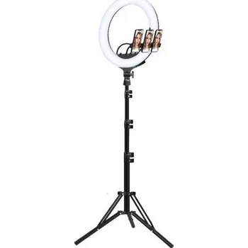 Selfie tyč MG MG Mirror Selfie kruhové LED světlo + stativ 2.1m černé