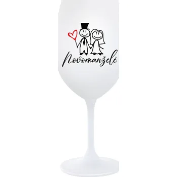 Sklenice NOVOMANŽELÉ - bílá sklenice na víno 350 ml