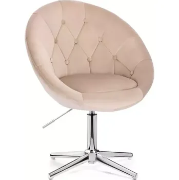 LuxuryForm DESIGN Kosmetické křeslo VERA VELUR na stříbrném kříži - latte