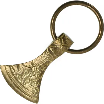 Šperk Brass Buckles Přívěšek na krk nebo přívěšek na klíče Vikingská sekerka s reliéfem ve stylu Jellinge