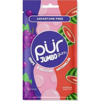 Žvýkačka PÜR Žvýkačky JUMBO - bubblegum & meloun & hroznové víno, 20 ks