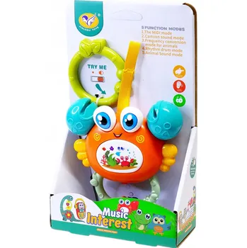 CHRRASTÍTKO hudební hračka do ruky závěska na kočárek krab hudební