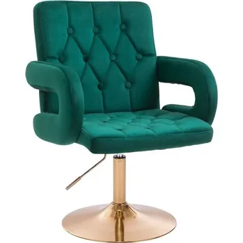 LuxuryForm DESIGN Kosmetická židle BOSTON VELUR na zlatém talíři - zelená