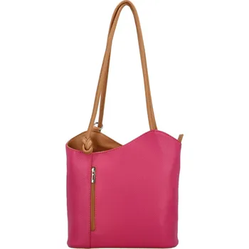 Městský batoh Luxusní dámský kožený kabelko-batůžek Livira, fuchsiový