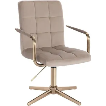 LuxuryForm DESIGN Kosmetická židle VERONA GOLD VELUR na zlatém kříži - latte