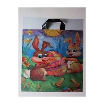 Vánoční dekorace Taška igelitová velikonoční s uchem-velká 430x470 motiv Zajíčci a kraslice