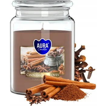 Svíčka Parafínová vonná svíčka Skořice-Hřebíček Aura 1 ks