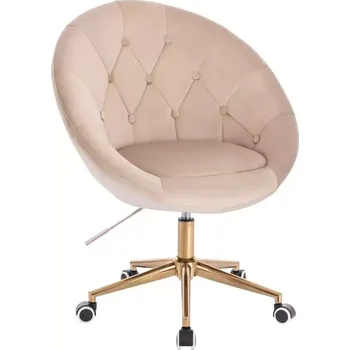 LuxuryForm DESIGN Křeslo VERA VELUR na zlaté podstavě s kolečky - latte