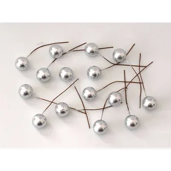 Vánoční dekorace Dekorační metalická kulička na drátku STŘÍBRNÁ