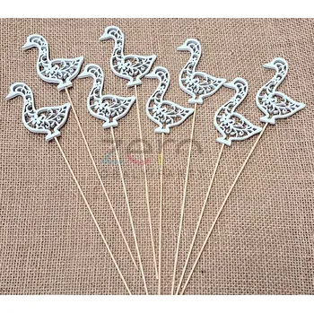 Velikonoční dekorace Zápich husa dřevěná (8 ks) - bílá