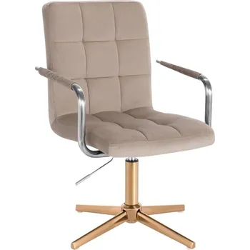 LuxuryForm DESIGN Židle VERONA VELUR na zlatém kříži - latte