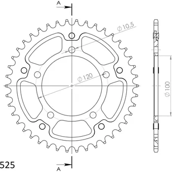 Řetězová sada pro motocykl Rozeta SUPERSPROX STEALTH RST-702:40-GLD zlatá 40 zubů, 525 APRILIA Tuono R 1000 (Factory) 2005-2010