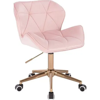 LuxuryForm DESIGN Kosmetická židle MILANO VELUR na zlaté podstavě s kolečky - světle růžová