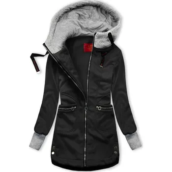 Dámská mikina Černá mikina se šedou pletenou kapucí