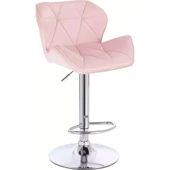 Barová židle LuxuryForm DESIGN Barová židle MILANO VELUR na stříbrném talíři - světle růžová