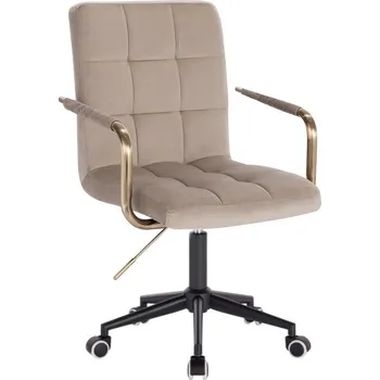 LuxuryForm DESIGN Židle VERONA GOLD VELUR na černé podstavě s kolečky - latte