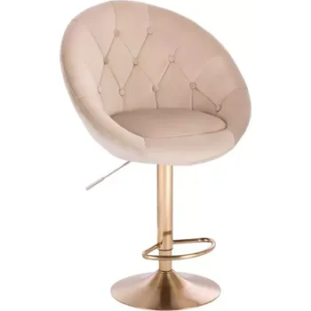 Barová židle LuxuryForm DESIGN Barová židle VERA VELUR na zlatém talíři - latte