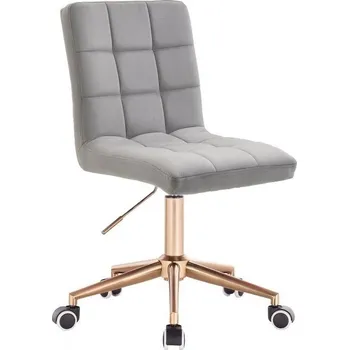 LuxuryForm DESIGN Kosmetická židle TOLEDO VELUR na zlaté podstavě s kolečky - světle šedá