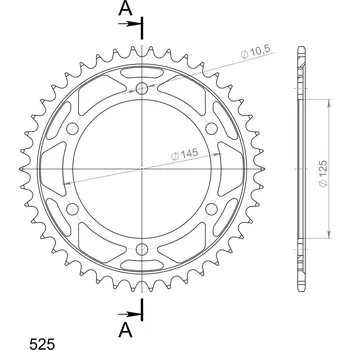 Řetězová sada pro motocykl Řetězová rozeta SUPERSPROX RFE-867:42-BLK černý 42 zubů, 525 YAMAHA TDM 850 1996-1998