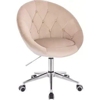 LuxuryForm DESIGN Kosmetické křeslo VERA VELUR na stříbrné podstavě s kolečky - latte