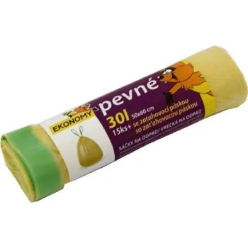 Pytle na odpadky HDPE sáček na odpad žlutý - zatahovací 50x60cm - 30l