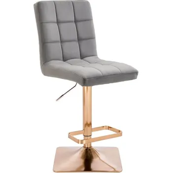 Barová židle LuxuryForm DESIGN Barová židle TOLEDO VELUR na zlaté hranaté podstavě - světle šedá