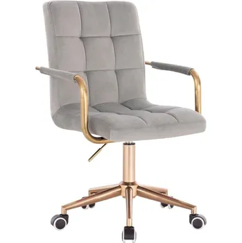 LuxuryForm DESIGN Kosmetická židle VERONA GOLD VELUR na zlaté podstavě s kolečky - světle šedá