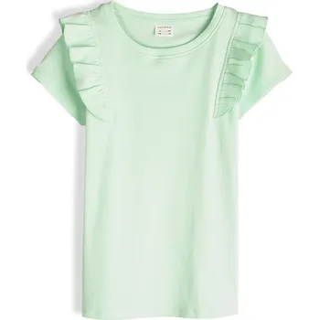 Dívčí tričko GATE Bavlněné žebrované tričko s volány 10Y 425-0715/402