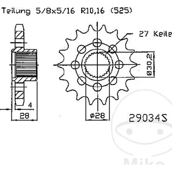 Řetězová sada pro motocykl Řetězové kolečko JMT 29034S 29034S