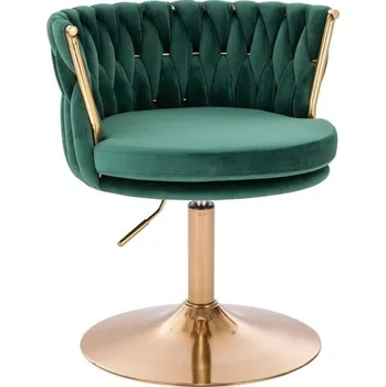 LuxuryForm DESIGN Kosmetická židle LYON VELUR na zlatém talíři - zelená
