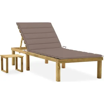Zahradní nábytek vidaXL Zahradní lehátko se stolkem a poduškou impregnovaná borovice [3065838] Barva: taupe