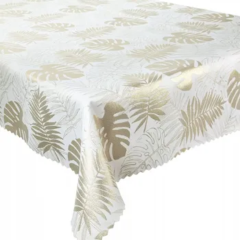 ubrus Oboustranný ubrus odolný proti skvrnám Bílý Zlaté listy Monstera 140x180 cm