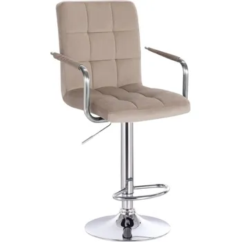 Barová židle LuxuryForm DESIGN Barová židle VERONA VELUR na stříbrném talíři - latte