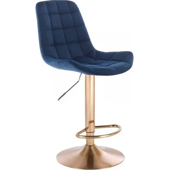 Barová židle LuxuryForm DESIGN Barová židle PARIS VELUR na zlatém talíři - modrá