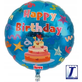 Balónek Foliový balónek „Happy Birthday - Dort modrý“, Takarakosan, 14", RND