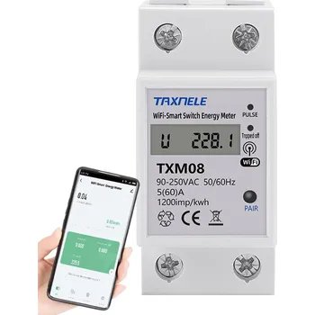 TXM08 Tuya 60A Chytrý měřič energie s časovačem na DIN lištu