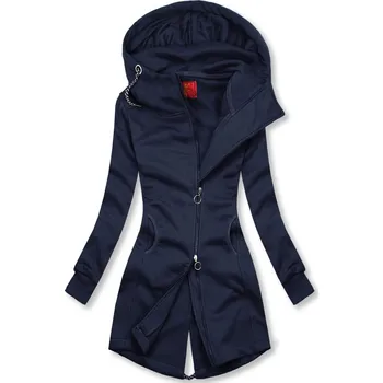 Dámská mikina Tmavě modrá prodloužená mikina na zip