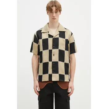 Pánská košile Košile Andersson Bell Patchwork Open Collar pánská, béžová barva, regular, atb1233m, XL, 80X