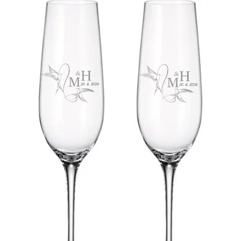 Sklenice Dekorant Svatební sklenice na šampaňské HOLUBICE 270 ml 2KS