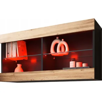 Knihovna Černá vitrína, dub wotan matný, 50 x 100 x 29,5 cm Komodee