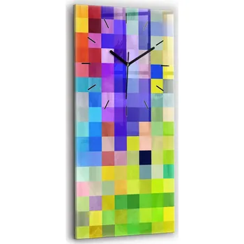 Hodiny Velké Skleněné Nástěnné Hodiny Dekorativní Kompozice Čtverců 30x60